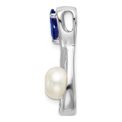 14K White Gold Pearl & Sapphire Infinity Slide Pendant – view 2