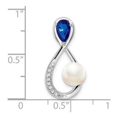 14K White Gold Pearl & Sapphire Infinity Slide Pendant – view 3