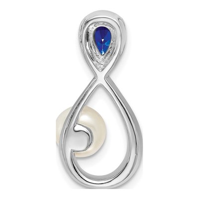 14K White Gold Pearl & Sapphire Infinity Slide Pendant – view 4