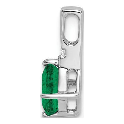 14K White Gold Emerald & Diamond Cushion Pendant – view 3