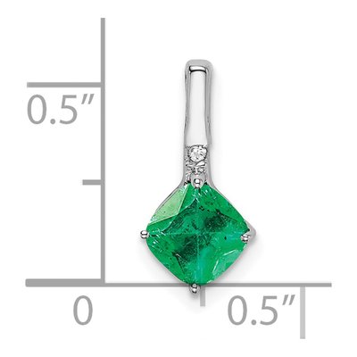 14K White Gold Emerald & Diamond Cushion Pendant – view 4
