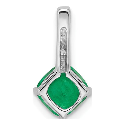 14K White Gold Emerald & Diamond Cushion Pendant – view 5