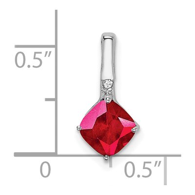 14K White Gold Ruby & Diamond Cushion Pendant – view 3