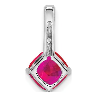 14K White Gold Ruby & Diamond Cushion Pendant – view 4