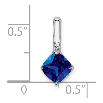 14K White Gold Sapphire & Diamond Cushion Pendant – view 3
