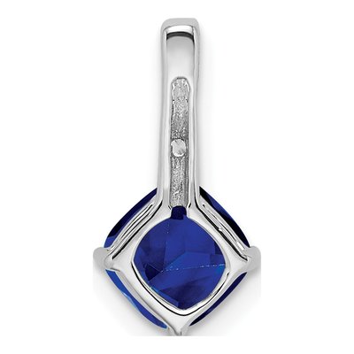 14K White Gold Sapphire & Diamond Cushion Pendant – view 4