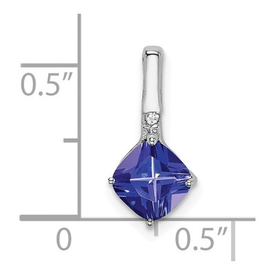14K White Gold Tanzanite & Diamond Cushion Pendant – view 3