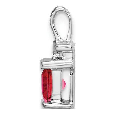 14K White Gold Ruby & Diamond Square Pendant – view 2