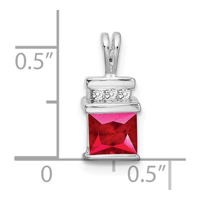 14K White Gold Ruby & Diamond Square Pendant – view 3