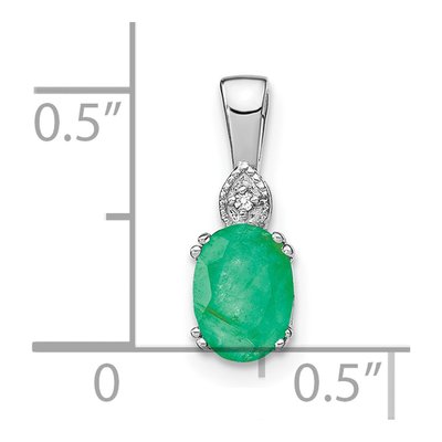 14K White Gold Emerald & Diamond Oval Pendant – view 2