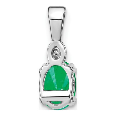 14K White Gold Emerald & Diamond Oval Pendant – view 3