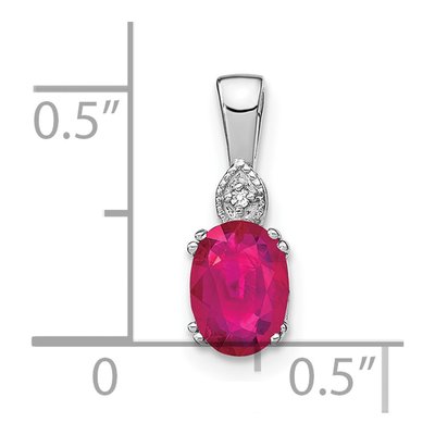 14K White Gold Ruby & Diamond Oval Pendant – view 3