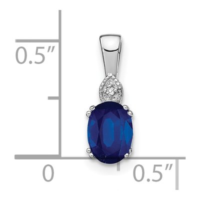 14K White Gold Sapphire & Diamond Oval Pendant – view 2