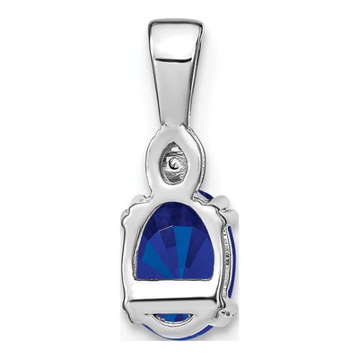 14K White Gold Sapphire & Diamond Oval Pendant – view 3