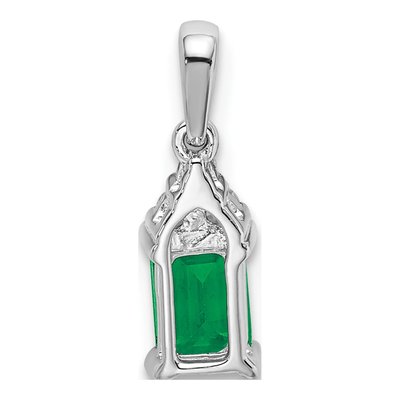14K White Gold 1/20 ct tw Emerald & Diamond Rectangle Pendant – view 4