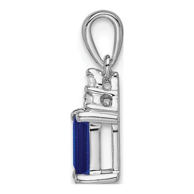 14K White Gold 1/20 ct tw Sapphire & Diamond Emerald-Shape Pendant – view 3