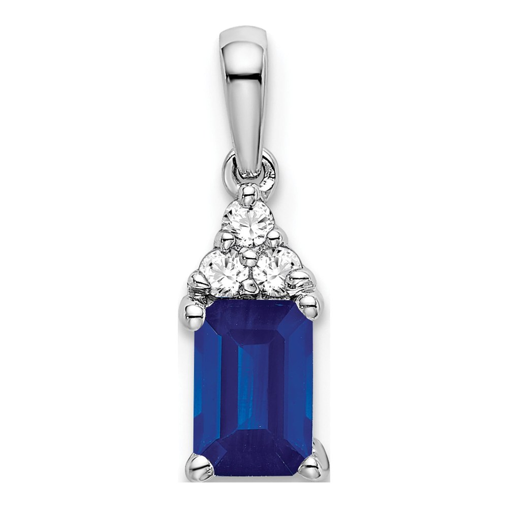 14K White Gold Sapphire & Diamond Pendant