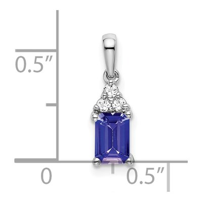 14K White Gold 1/20 ct tw Citrine & Diamond Emerald-Shape Pendant – view 4