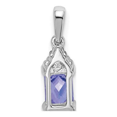 14K White Gold 1/20 ct tw Citrine & Diamond Emerald-Shape Pendant – view 5