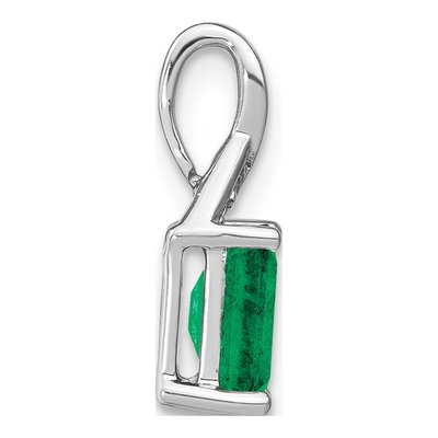 14K White Gold Emerald & Diamond Rectangle Pendant – view 3