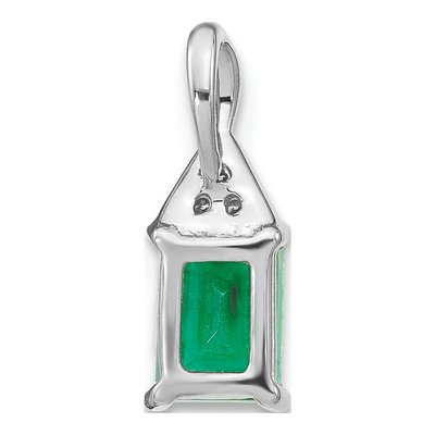 14K White Gold Emerald & Diamond Rectangle Pendant – view 5