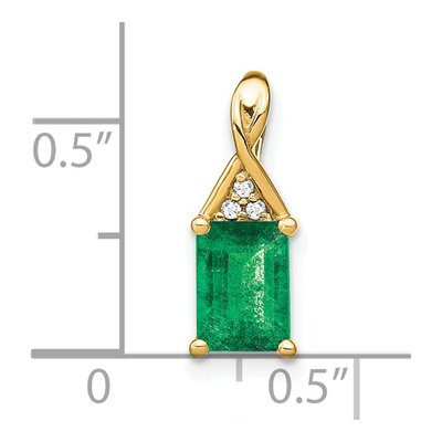 14K Yellow Gold Emerald & Diamond Rectangle Pendant – view 4