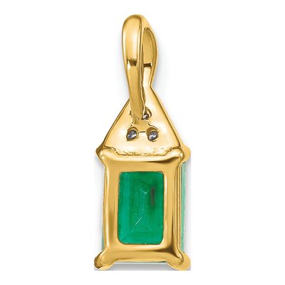 14K Yellow Gold Emerald & Diamond Rectangle Pendant – view 5