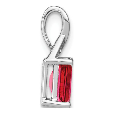 14K White Gold Ruby & Diamond Emerald-Shape Pendant – view 3