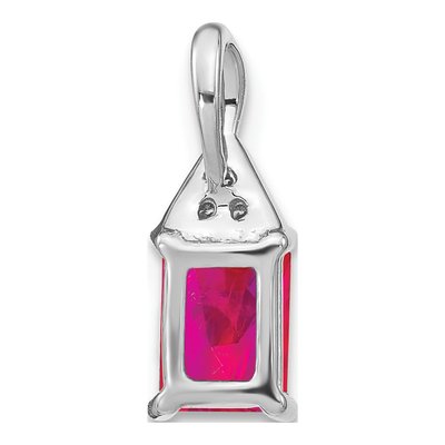 14K White Gold Ruby & Diamond Emerald-Shape Pendant – view 5