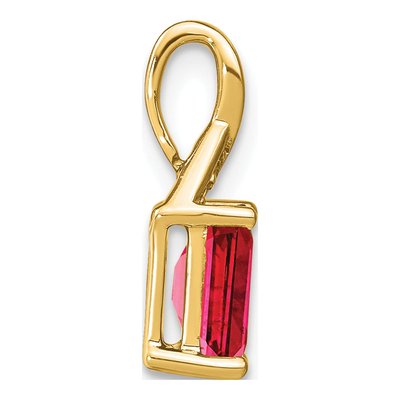 14K Yellow Gold Ruby & Diamond Emerald-Shape Pendant – view 2