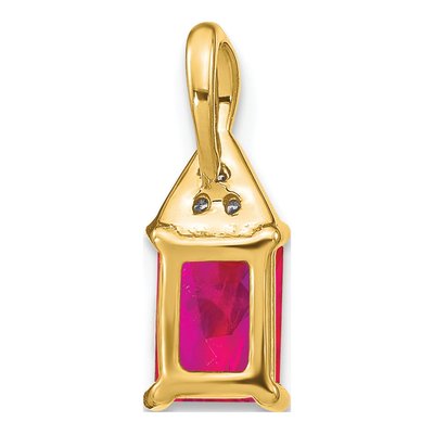 14K Yellow Gold Ruby & Diamond Emerald-Shape Pendant – view 4