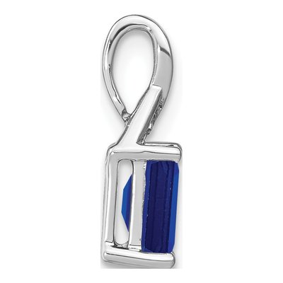 14K White Gold Emerald-Cut Sapphire & Diamond Pendant – view 3