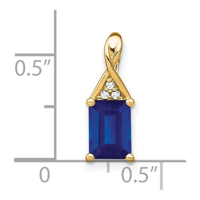 14K Yellow Gold Sapphire & Diamond Emerald-Cut Pendant – view 4
