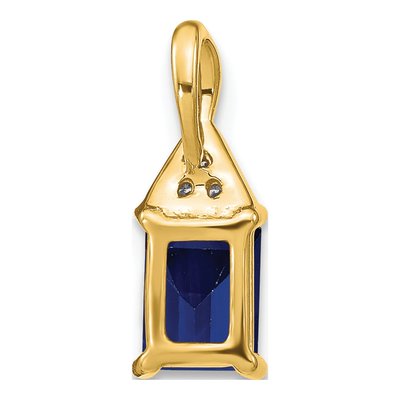 14K Yellow Gold Sapphire & Diamond Emerald-Cut Pendant – view 5