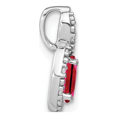 14K White Gold Ruby & Diamond Halo Pendant – view 3