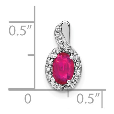 14K White Gold Ruby & Diamond Halo Pendant – view 4