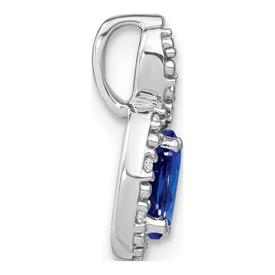 14K White Gold Sapphire & Diamond Oval Halo Pendant – view 3