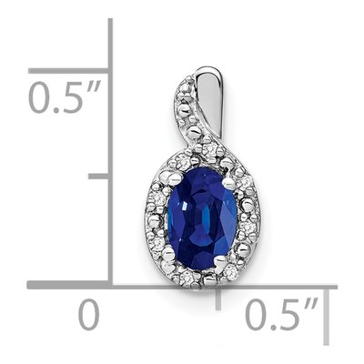 14K White Gold Sapphire & Diamond Oval Halo Pendant – view 4
