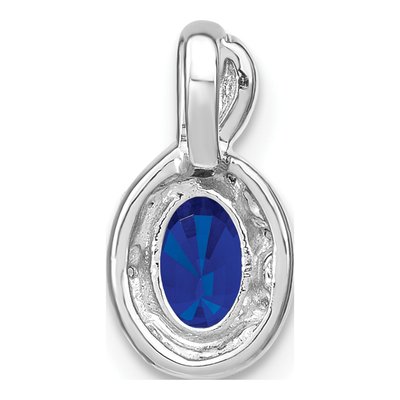 14K White Gold Sapphire & Diamond Oval Halo Pendant – view 5