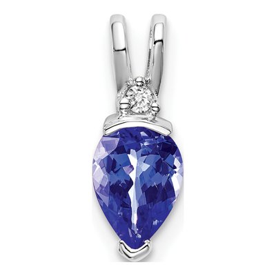 14K White Gold Tanzanite & Diamond Pear Pendant
