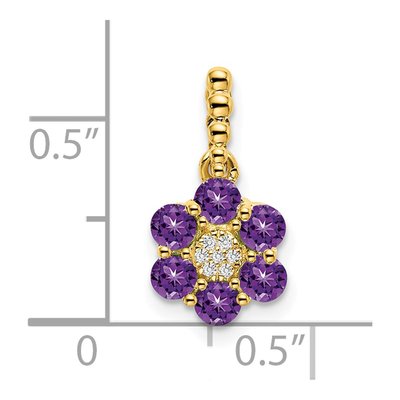 14K Yellow Gold Amethyst & Diamond Floral Pendant – view 2