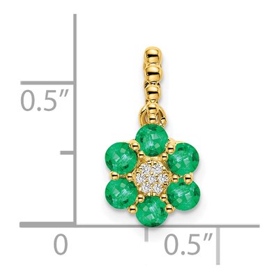 14K Yellow Gold Emerald & Diamond Floral Pendant – view 2