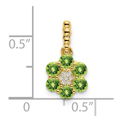 14K Yellow Gold Peridot & Diamond Floral Pendant – view 2