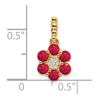14K Yellow Gold Ruby & Diamond Floral Pendant – view 2