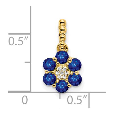 14K Yellow Gold Sapphire & Diamond Floral Pendant – view 2