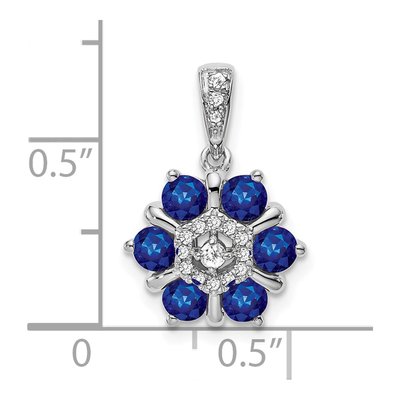14K White Gold 0.08 ct tw Sapphire & Diamond Floral Pendant – view 3