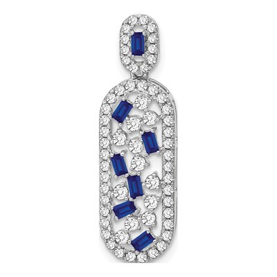 14K White Gold 0.6 ct tw Sapphire & Diamond Slide Pendant