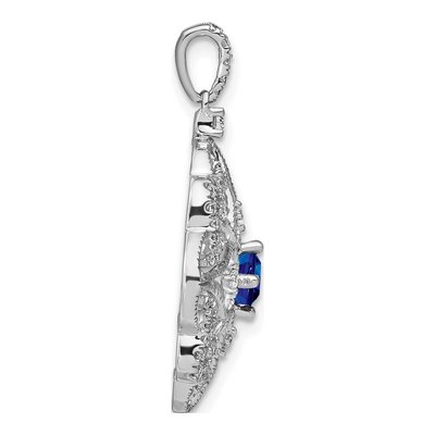 14K White Gold 0.38 ct tw Sapphire & Diamond Filigree Pendant – view 2