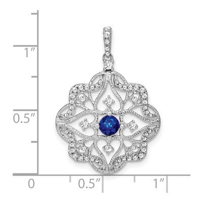 14K White Gold 0.38 ct tw Sapphire & Diamond Filigree Pendant – view 3