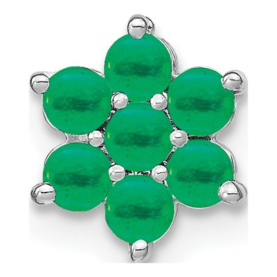14K White Gold Emerald Floral Slide Pendant